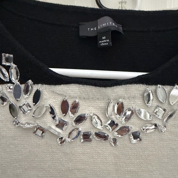 The Limited Black and White Striped Sweater Tee embellished with crystals - Picture 4 of 5